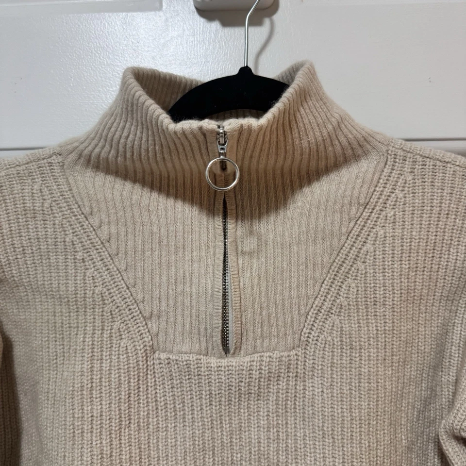Suéter Petit Sezane Beige Algodón Lana Cuarto Cremallera Talla 12 Foto 4 de 4