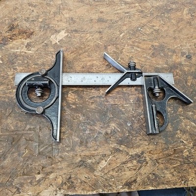 L.S. Starrett Co. USA Nr. 4 Kombinations-Quadratwinkelmesser, Zentriersucher, quadratisch