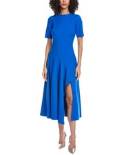 Oscar De La Renta Wave Detail Stretch Wool-Blend Maxi Dress Women's