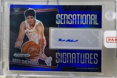 2024-25 Panini Prizm Black Sensational Signatures Reed Sheppard Blue Auto /49