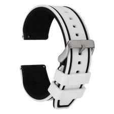 Silicone Watch Bands 24mm Soft Quick Release Watch Band, White Black