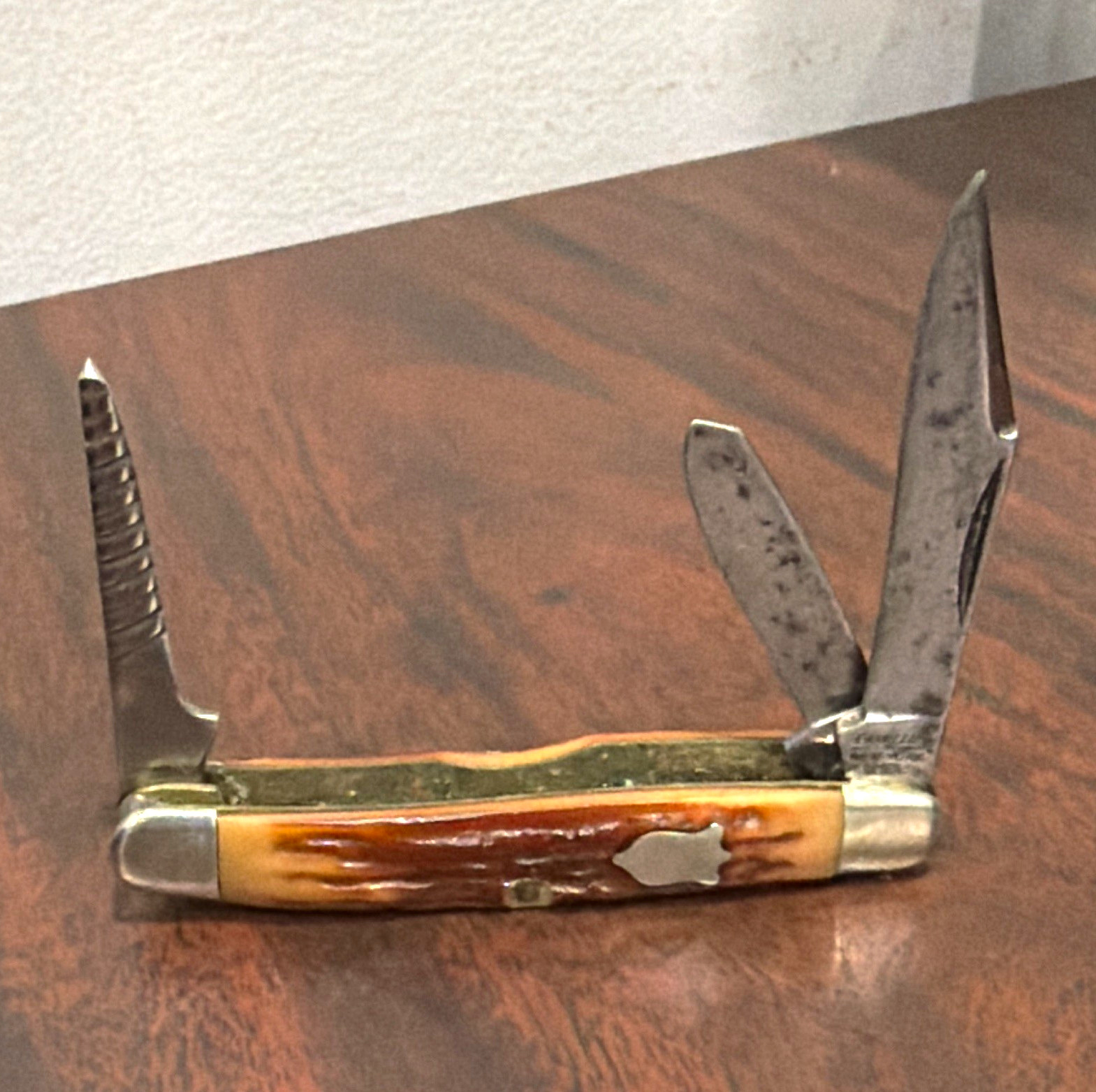 Camillus New York U.S.A. Manual Slipjoint SS Bone Pocketknife, Spiral Punch