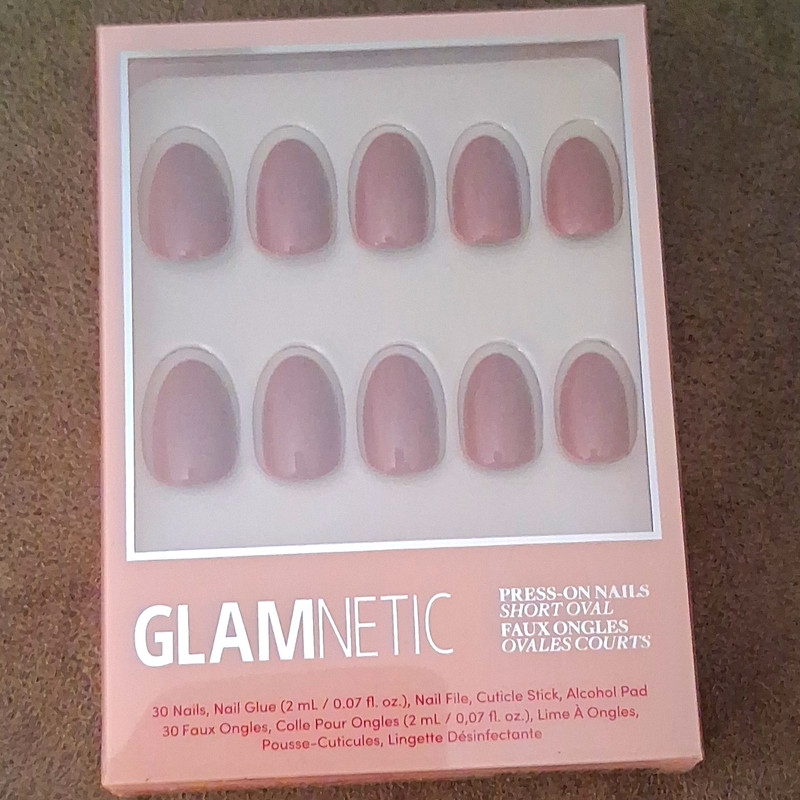 Glamnetic Mauve Shiny Press-On Nails Short Oval for Fingers, Glue Included