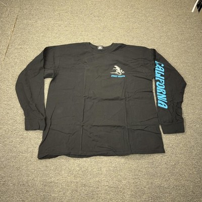 Stussy Long Sleeve Shirt Mens XL Black California Lizard Gecko Tee