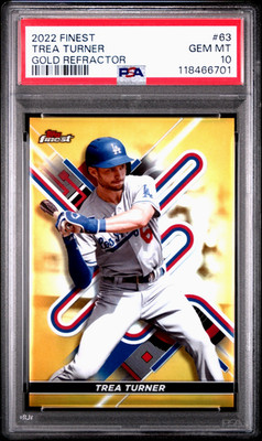 2020 Topps Finest TREA TURNER Gold Refractor /50 PSA 10 GEM MINT POP 1 Dodgers