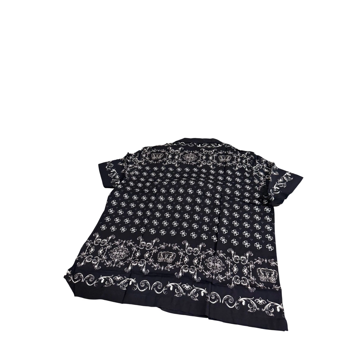 Camisa para hombre GUESS Eco Royal Scroll negra con botones manga larga talla mediana