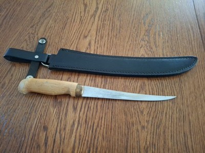 J. MARTTIINI Stainless Fixed 7.5  blade knife W/Unmatched Leather Sheath Finland