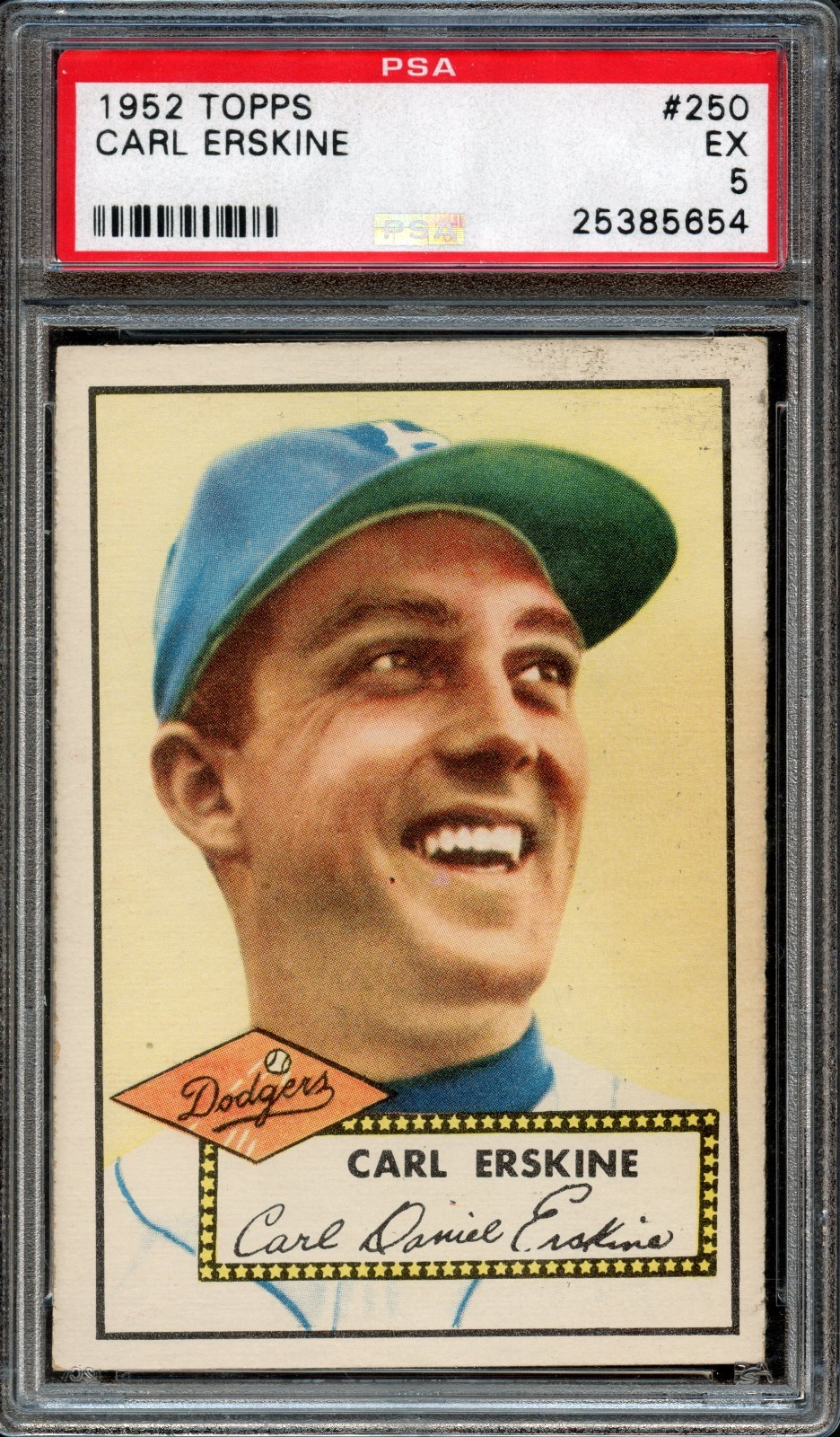 BB - 1952 Topps - #250 - Carl Erskine - PSA 5 - EX