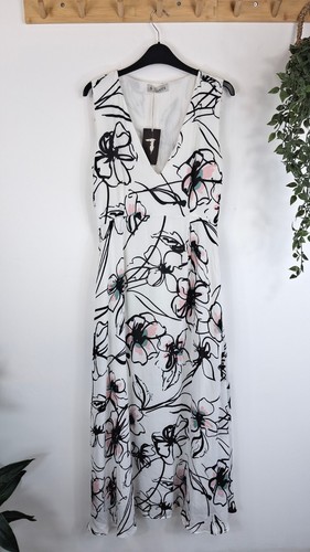 TRUSSARDI Maxikleid Grafik Blumen ärmellos V-Ausschnitt gefüttert Gr. 42 / UK 10 neu mit Etikett - Bild 2 von 15