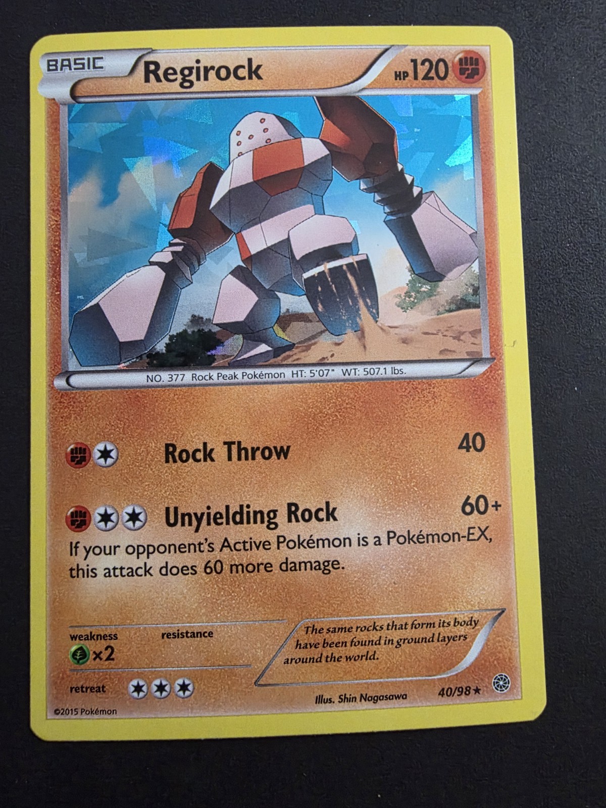 2015 POKEMON TCG REGIROCK 40 XY ANCIENT ORIGINS EXCLUSIVE CRACKED ICE HOLO LP