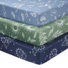 Toddler Bed Sheets 3 Pack Fitted 52x28x8 Inch Green Starry Sky FIEMOL Baby Crib