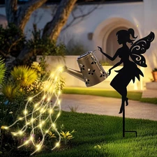 Solar Watering Can Lights Outdoor Fairy Garden Stake Yard Patio Decoration