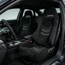 2pcs Universal Car Racing Seats Reclinable Bucket Seats Black Suede With Slider 2pcs Universal Car Racing Seats Reclinable Bucket Seats Black Suede With Slider