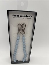 Hello Lux Wood Bead Phone Crossbody Strap -Light Blue, NEW