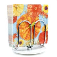 Napkin Holder for Table,Ceramic Base Effortless Cleaning,Silver Dining Unit