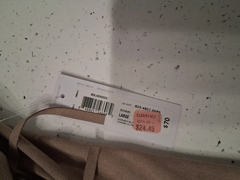 New Bisou Bisou Faux Leather Suede Fringe Vest Womens Large Tan Boho Western - Image 4 of 4