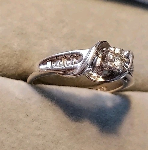 1/4 CT Vintage 925 Sterling Silver Genuine Diamond Ring-Size 7-Gift Box - Picture 3 of 7