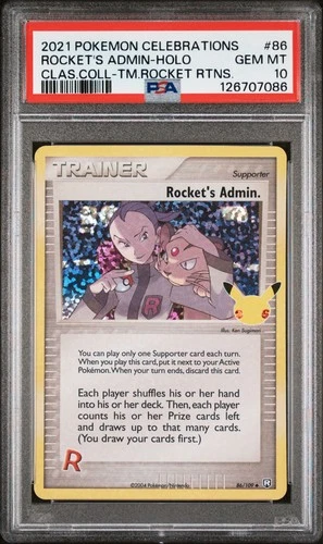 2021 POKEMON CELEBRATIONS CLASSIC COLLECTION #86 ROCKET'S ADMIN-HOLO PSA 10