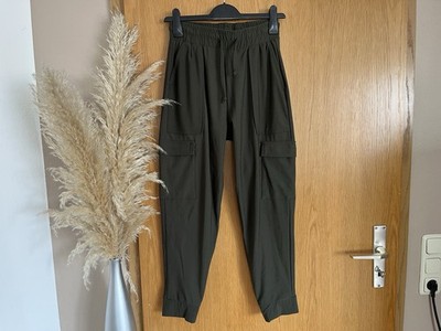 Amisu Damen Cargo Stoffhose Jogger ~ Gr. S M khaki ~ unifarben Hose Top Zustand
