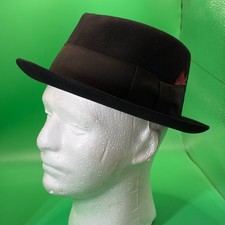 VTG Royal Stetson Black Fur Felt Fedora Hat USA Mens 7 5/8 USA Made New Orleans