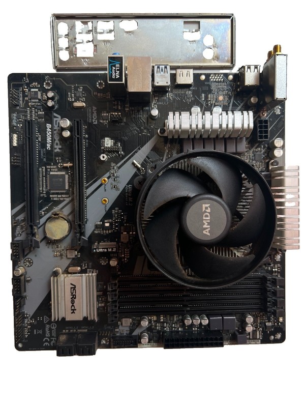 ASRock B450M/ac Micro-ATX Motherboard + AMD Ryzen 5 2600X CPU + Stock Cooler