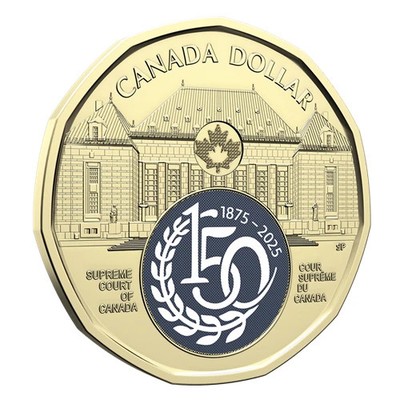 2025 Canada $1 Loonie Supreme Court 150th Anniversary Color UNC