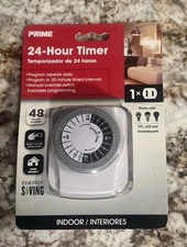NEW - Prime Indoor 24 Hour Mechanical Timer 125 V White