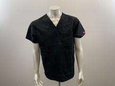 Dickies Women's Scrub Top Size Medium Black V Neck Short Sleeve Cotton Blend NEW