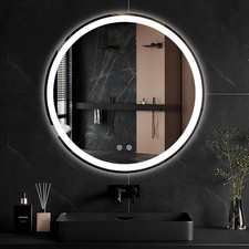 Round LED Bathroom Vanity Mirror,Anti-Fog,Dimmable,3-Color Light,Memory Function
