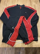 Jordan Tracksuit Set Black Red Jumpman Jacket Pants Matching Y2K Vintage