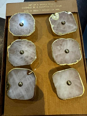 Set of 6 Natural Pink Agate Stone Drawer Knob, Cabinet Knob From India