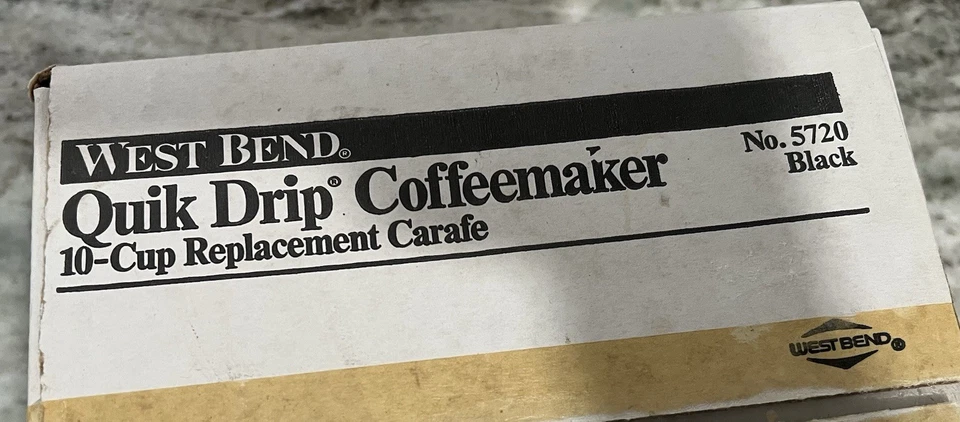 West Bend Quick Drip 5720 NIB Replacement 10-Cup Carafe Vintage Black Brand New - Image 4 of 4
