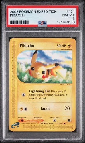 2002 POKEMON EXPEDITION #124 PIKACHU PSA 8