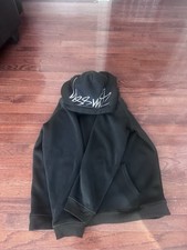 Stussy Fleece Pullover Hoodie Black Hooded Graphic Print Pockets Men's Size L