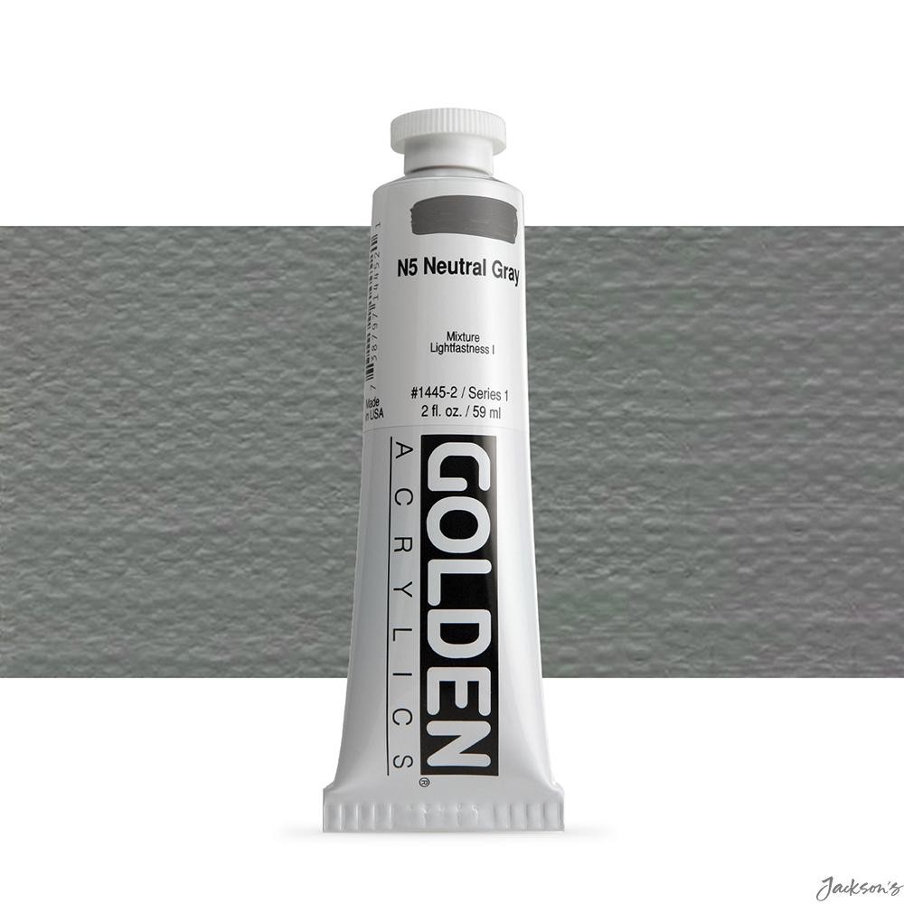 Golden Heavy Body Acrylic Paint Tube 59ml N5 Neutral Grey For Artists