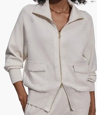 Varley M Medium Roxbury DoubleSoft Zip Through Ivory Marl Sweatshirt Sweater