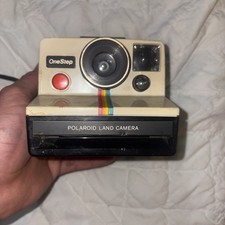 Vintage Original Polaroid SX-70 OneStep White Rainbow Stripe Land Camera