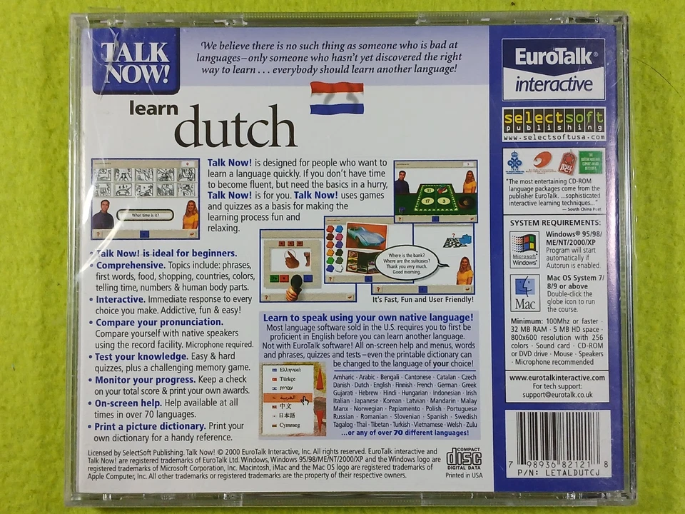 Talk Now! Learn Dutch - PC/MAC CD Rom Disc Sealed Brand New  - Image 2 of 4