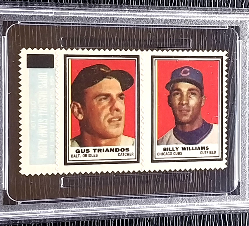 1962 TOPPS BASEBALL STAMPS PANEL BILLY WILLIAMS GUS TRIANDOS *SUPERB* PSA 5 EX - Image 2 of 4