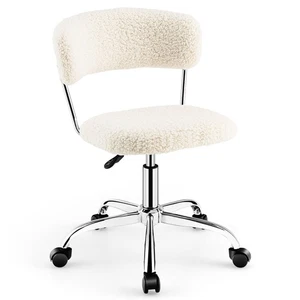 Bureau d'ordinateur chaise réglable Sherpa chaise de bureau Swivel Vanity chaise blanc