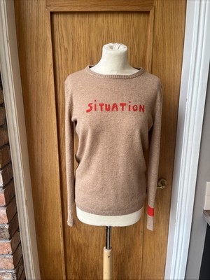 Bella Freud Situation Pullover Wolle Kaschmir Biscuit Rot Größe M