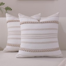 Boho Throw Pillow Covers 18x18 Inch Set of 2, Farmhouse Decorative Cushion Co...
