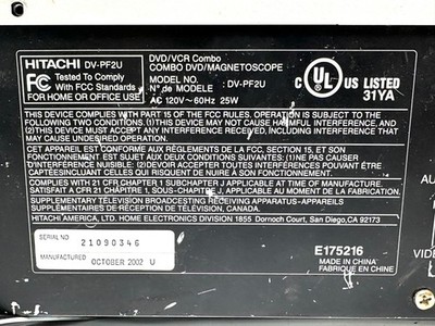 Hitachi Dvd VCR Combo DV-PF2U Fully Tested, Working Video | eBay
