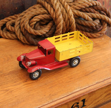 1930s Vtg Antique Girard Pressed Steel Stake Truck Toy w/ Headlights Original