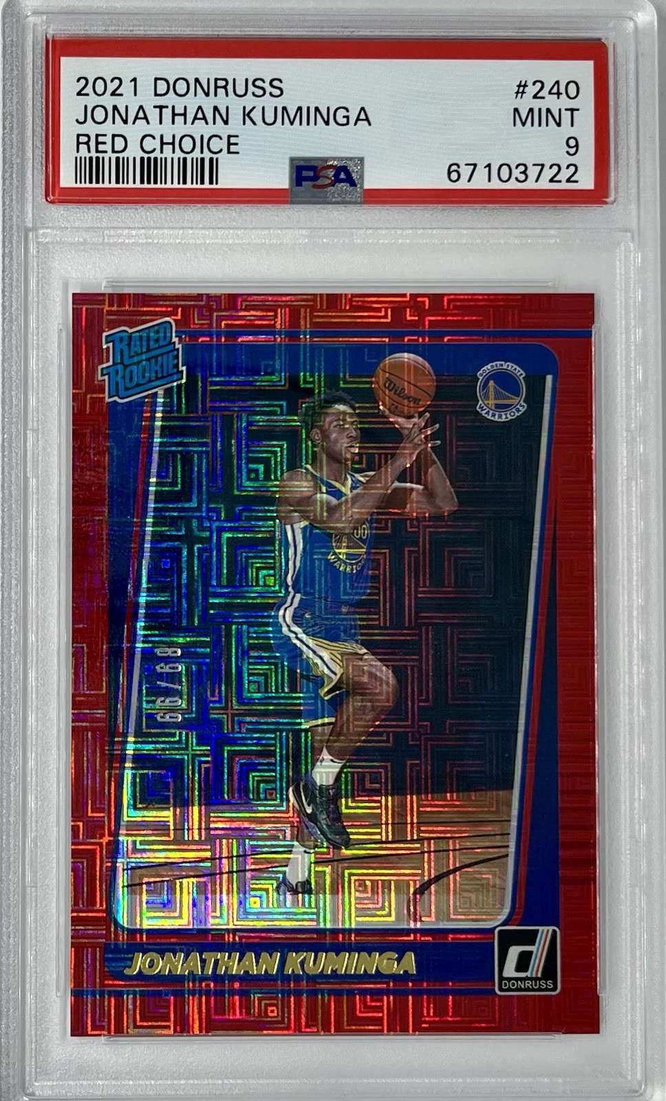 Jonathan Kuminga (RC) 2021 Panini Donruss - Red Choice #240 - #/99 PSA 9