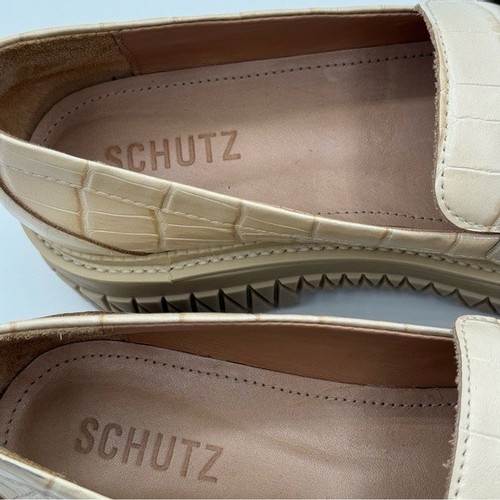 SCHUTZ Viola Croc Embossed Leather Chunky Slip On Loafers Size 8B - Picture 13 of 16