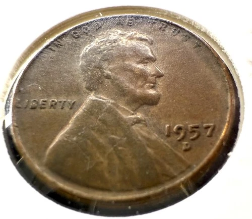 1957 D Lincoln Wheat Penny 1 Cent US RB Rare Post War Coins Free Shipping XF One
