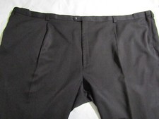 MENS STACY ADAMS STRETCH PLEATED CUFFED BLACK PANTS SIZE 70 INSEAM 24"