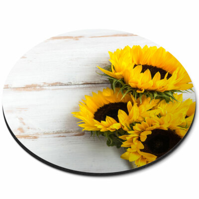 4 Sottobicchieri Con Girasoli - Regalo Per Mamma, Zia, Sorella - Fondo In Sughero, 9.5x9.5 Cm, Stampati UK
