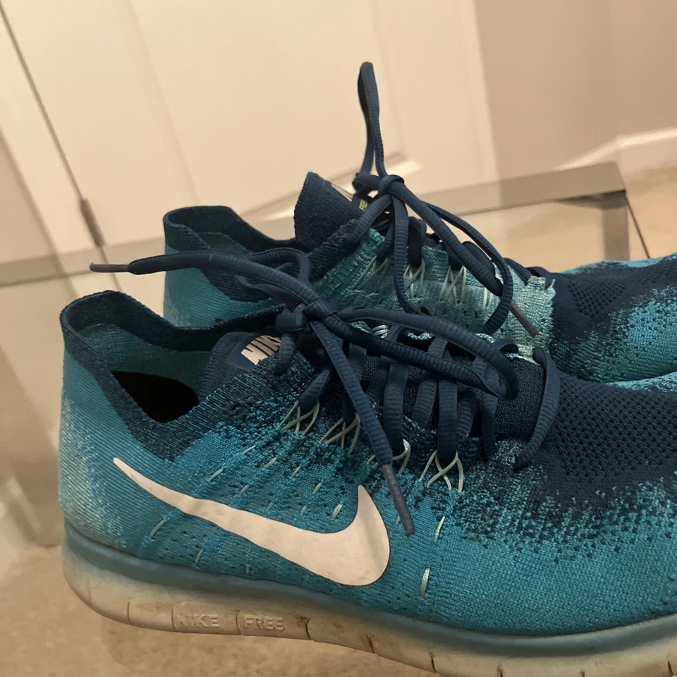Nike Free RN Flyknit 2017 Mens Sneakers 11 Blue Lagoon Running Shoes 880843-400 - Image 4 of 4